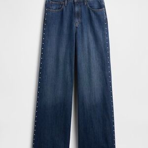 GAP Factory High Rise SuperSoft Studded Wide-Leg Jeans - Size 00/24R